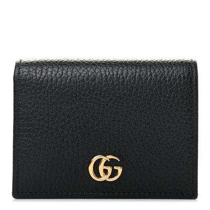 Gucci Pebbled Calfskin GG Marmont Card Case Black 1 of 6