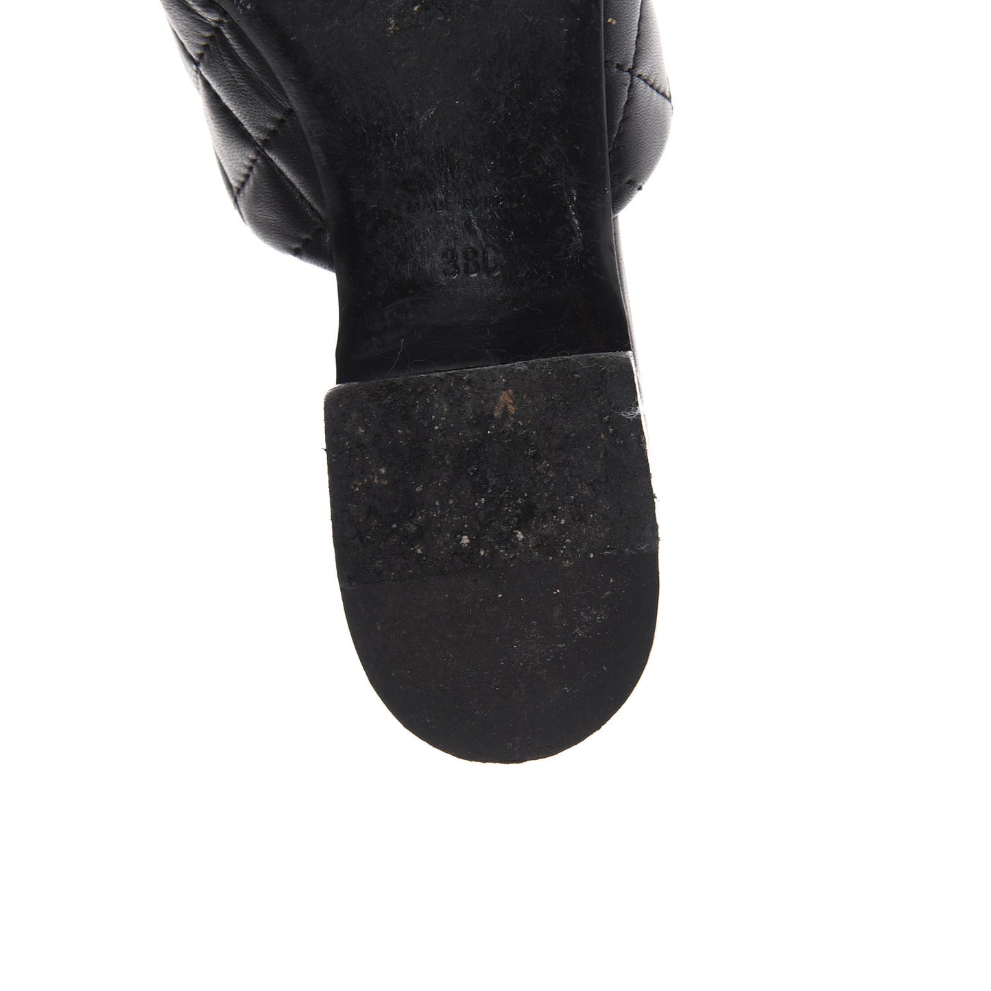 Lambskin Patent Quilted Chain Mules 38 Black