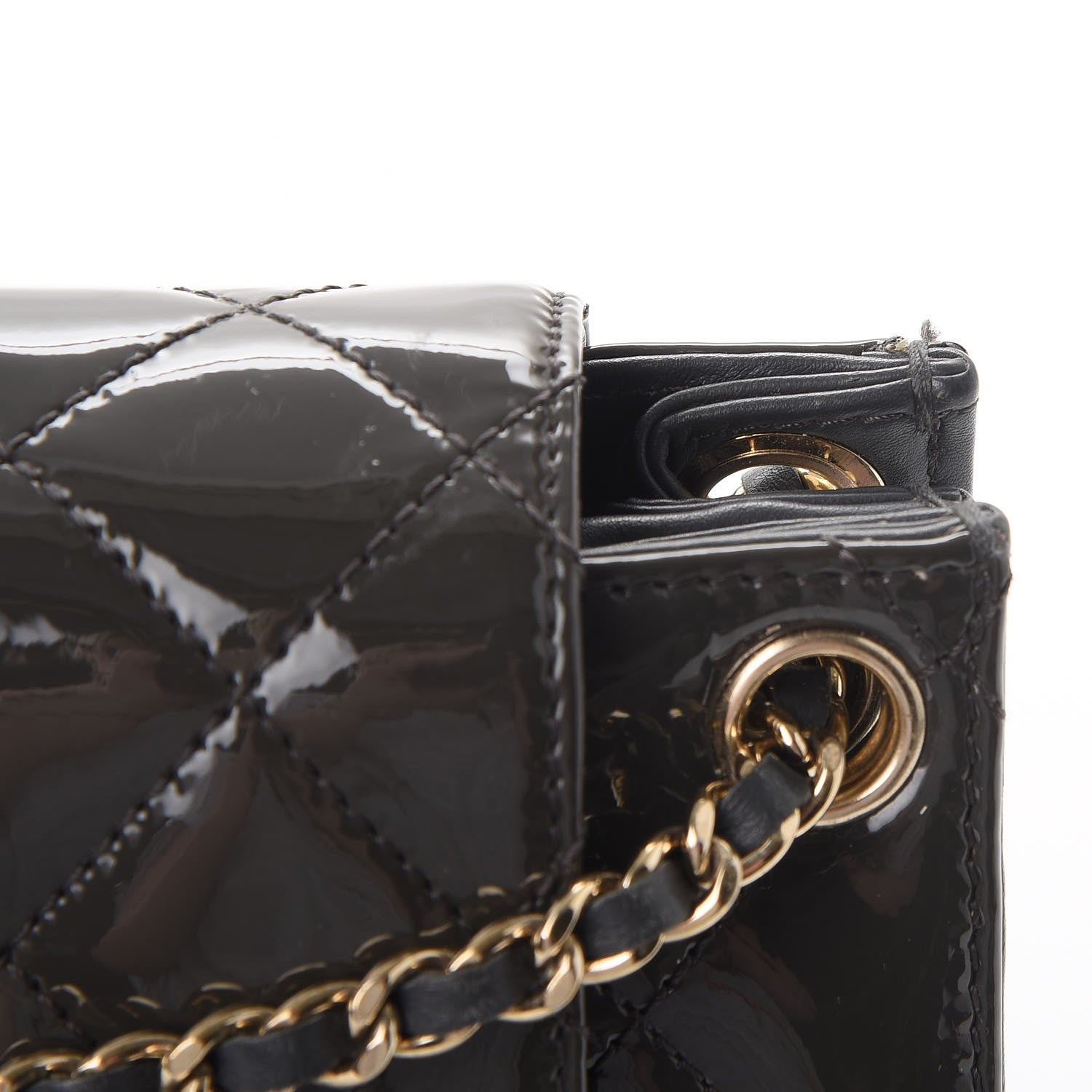 Chanel Patent Quilted Golden Class Accordion Flap Charcoal Grey 9 of 13