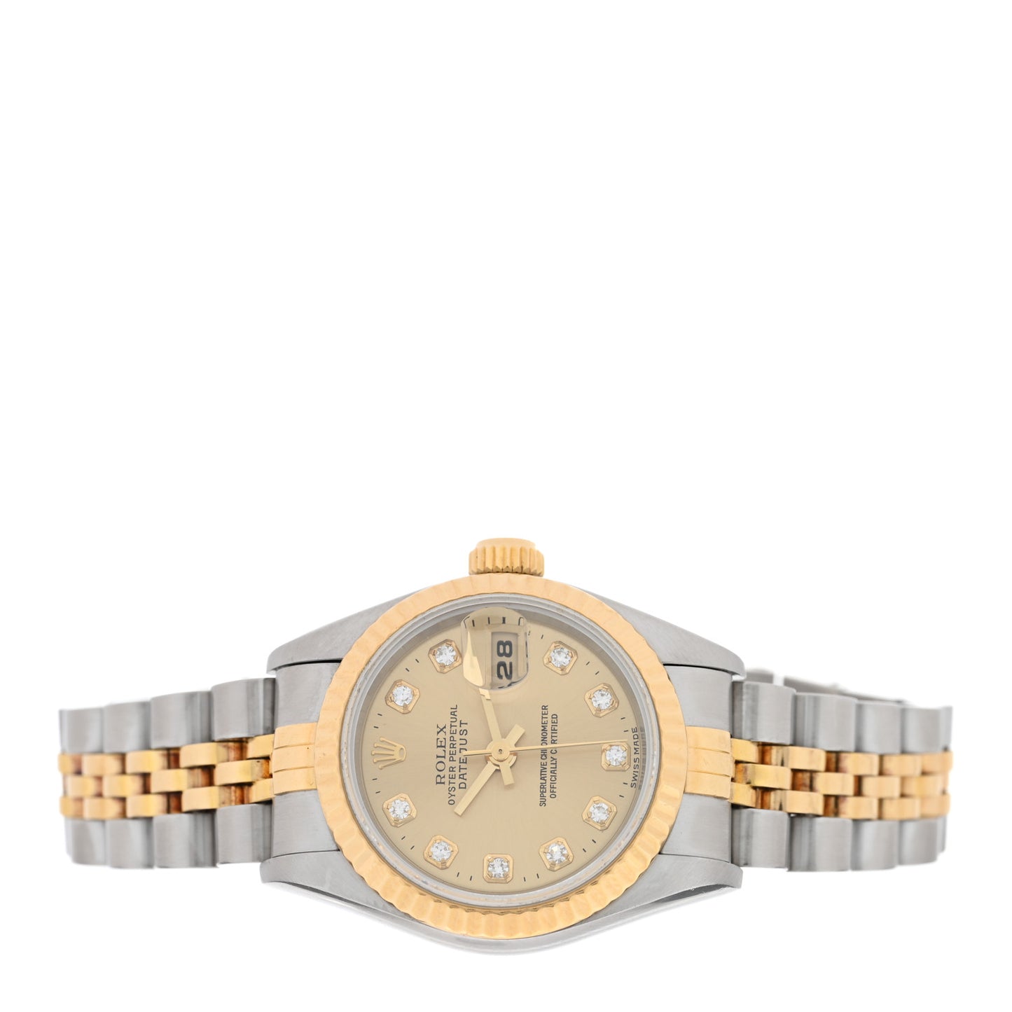 Stainless Steel 18K Yellow Gold Diamond 26mm Oyster Perpetual Datejust Watch Champagne 69173