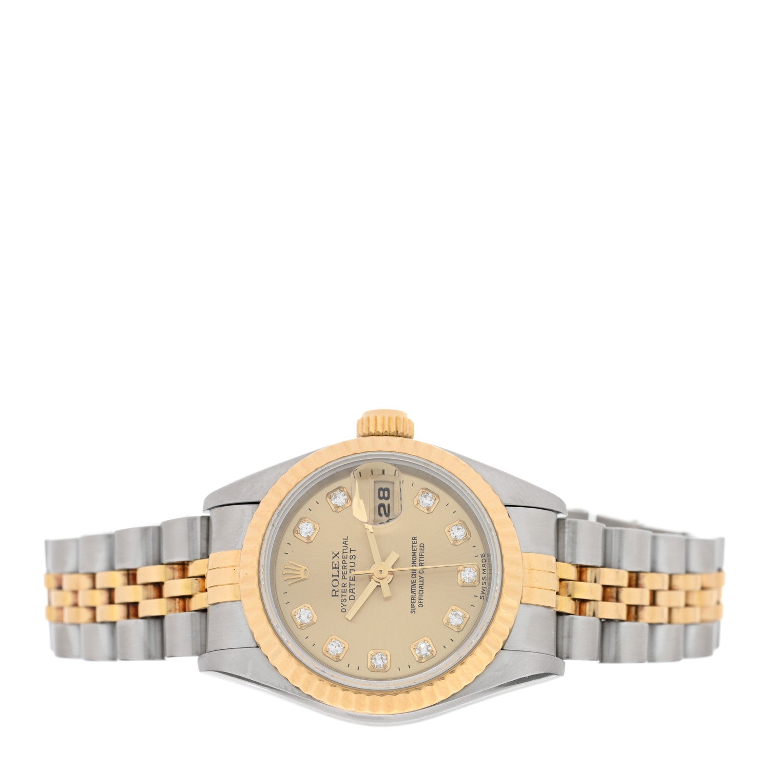 Rolex Stainless Steel 18K Yellow Gold Diamond 26mm Oyster Perpetual Datejust Watch Champagne 69173 2 of 4