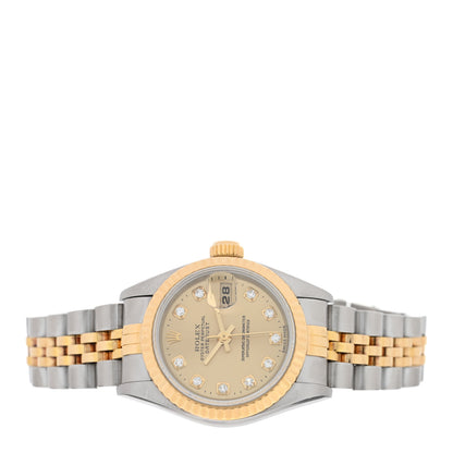Rolex Stainless Steel 18K Yellow Gold Diamond 26mm Oyster Perpetual Datejust Watch Champagne 69173 2 of 4