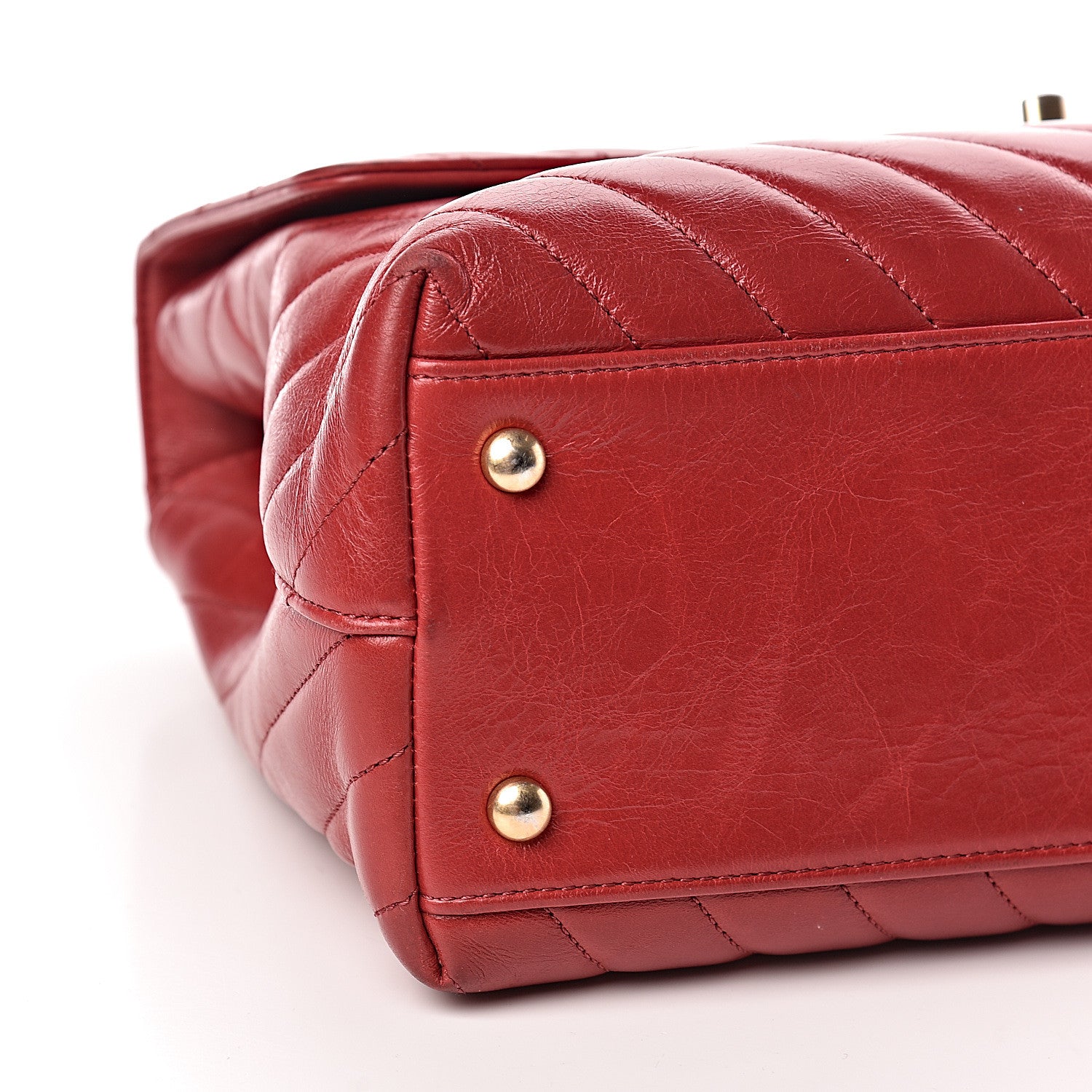 Chanel Calfskin Chevron Quilted Large Coco Handle Flap Red 9 of 15