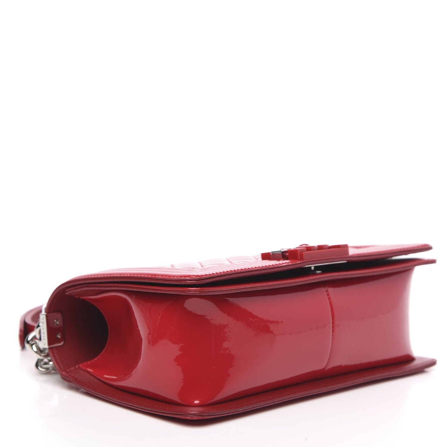 Chanel Patent Calfskin Quilted Medium Plexiglass Boy Flap Red 4 of 11