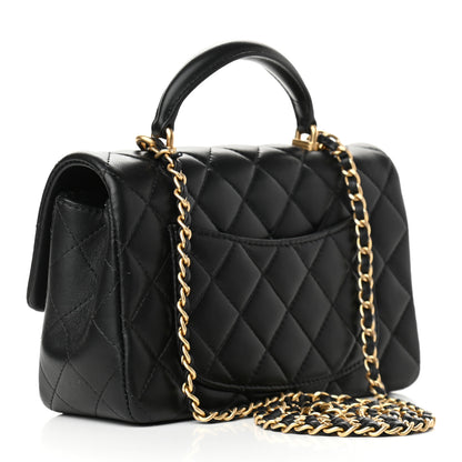 Chanel Lambskin Quilted Mini Top Handle Rectangular Flap Black 3 of 9