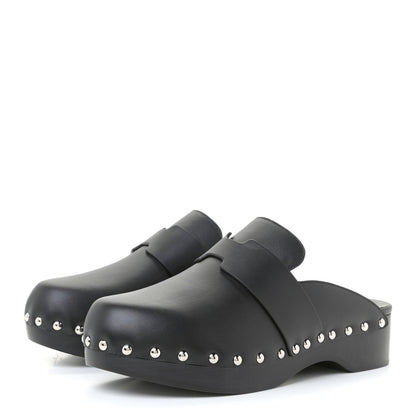 Hermes Calfskin Calya Mules 36 Black 2 of 10
