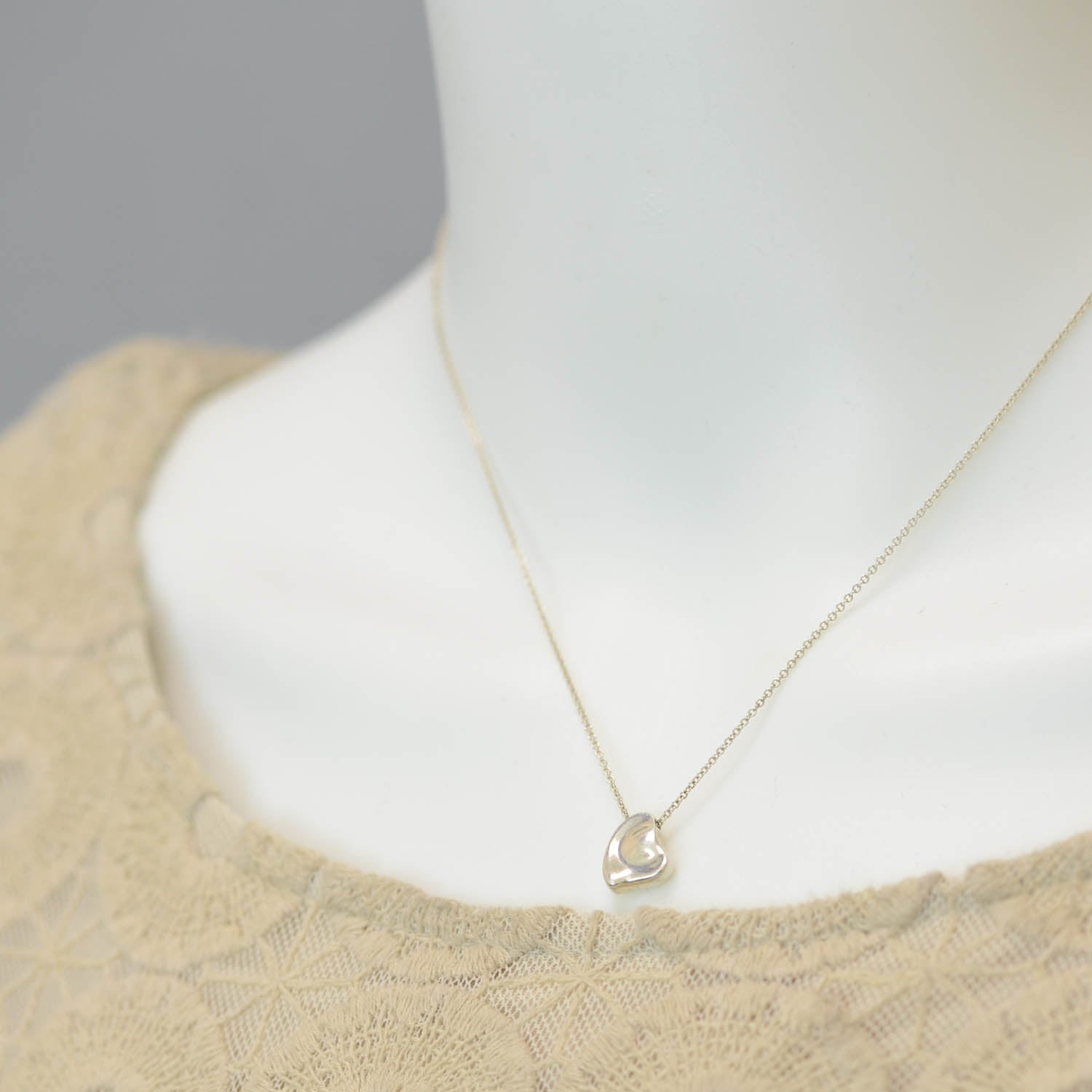 Tiffany Sterling Silver Elsa Peretti Full Heart Pendant Necklace 2 of 5
