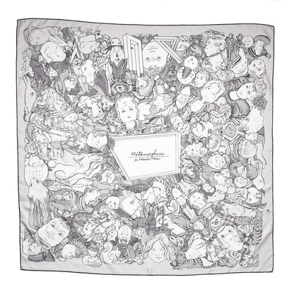 Hermes Silk Metamorphoses Par Paris Scarf 90 Gris Perle White Gris 1 of 5