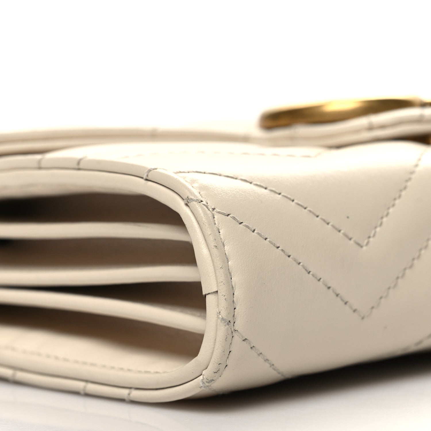 Gucci Calfskin Matelasse GG Marmont Chain Wallet Mystic White 9 of 12