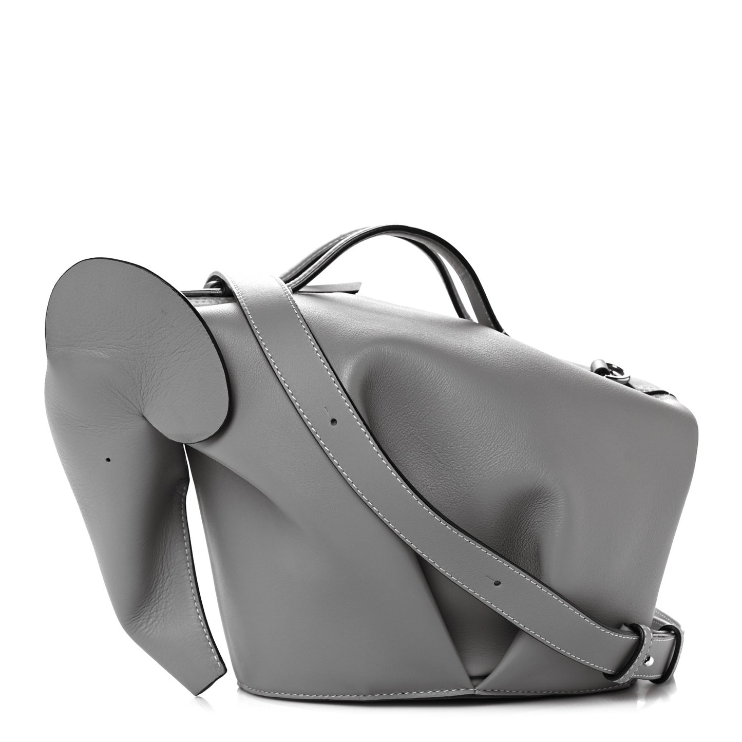 Calfskin Large Elephant Crossbody Bag Grey