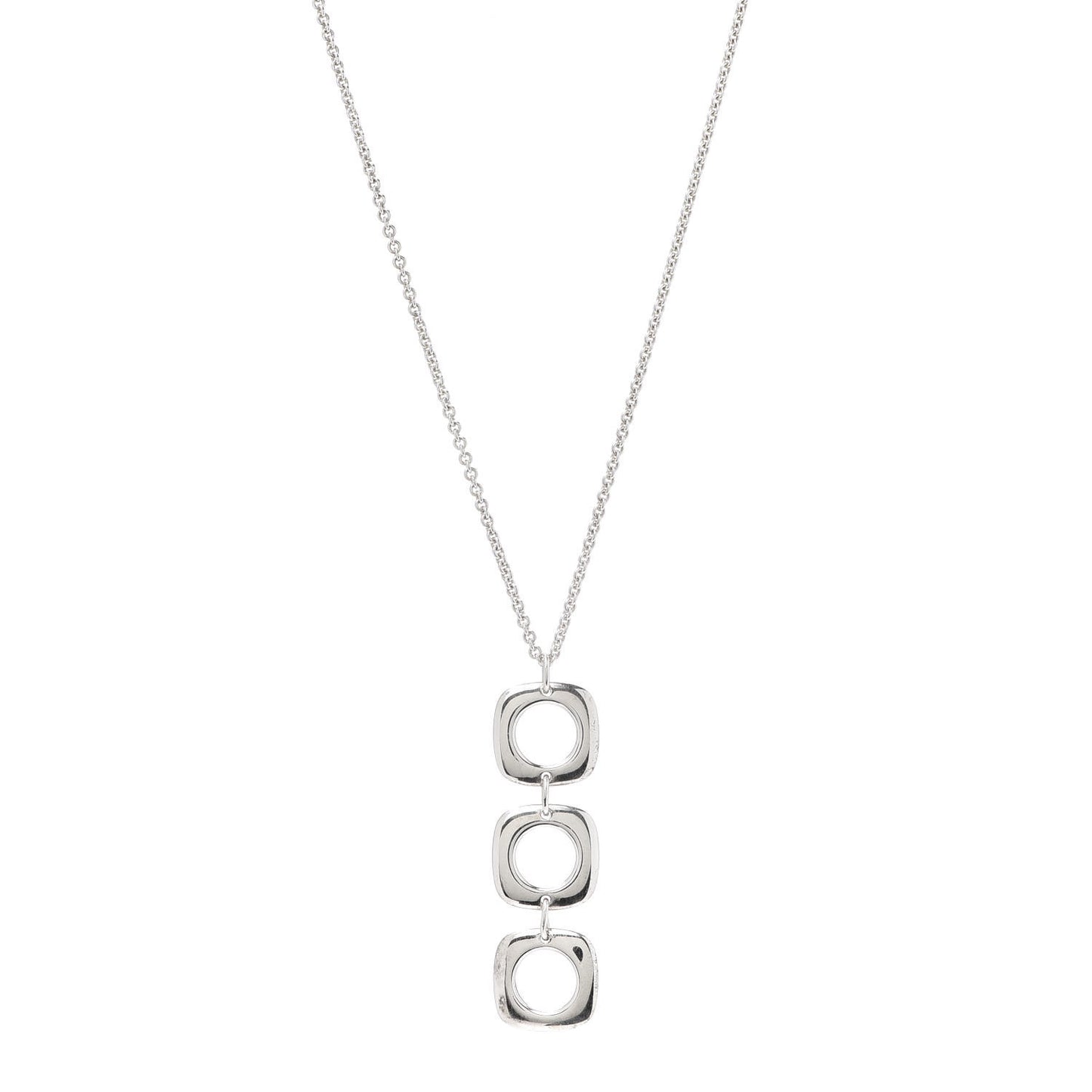 Sterling Silver Cushion Square Link Pendant Necklace