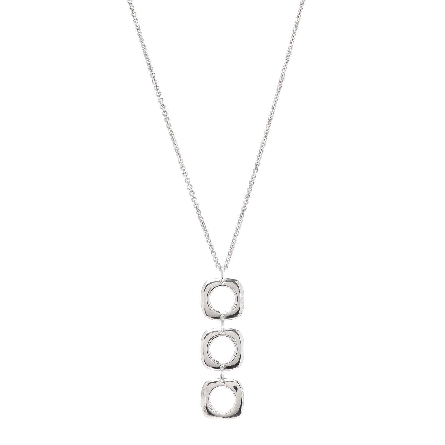 Tiffany Sterling Silver Cushion Square Link Pendant Necklace 1 of 5