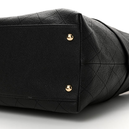Chanel Crumpled Grained Calfskin Zip and Carry Shopping Tote Black 10 of 11
