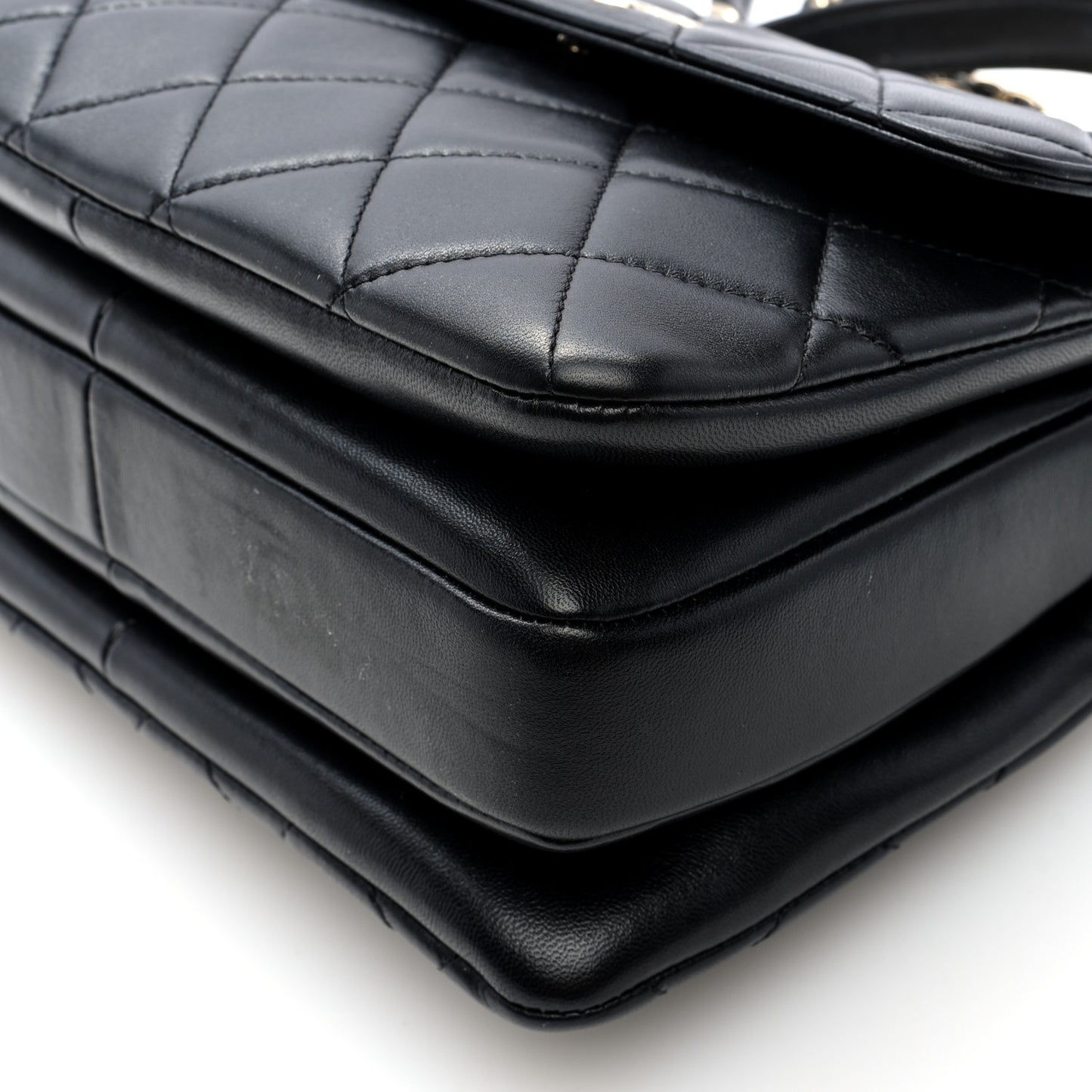 Lambskin Quilted Small Trendy CC Dual Handle Flap Bag Black