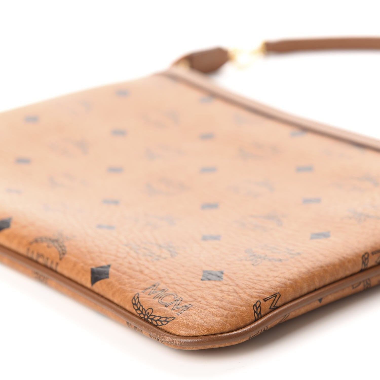 MCM Visetos Medium Stark Wristlet Pouch Cognac 7 of 10