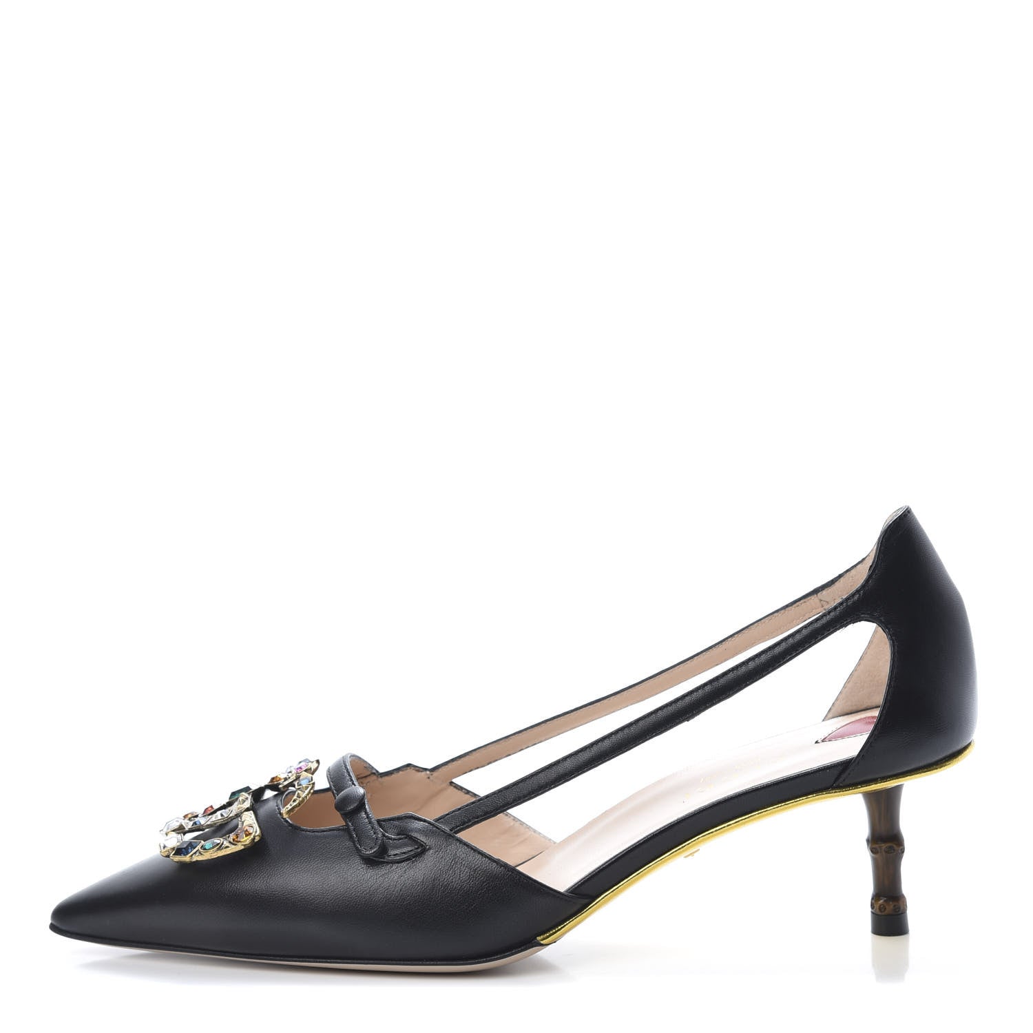 Gucci Calfskin Crystal GG Unia Pumps 37.5 Black 1 of 11