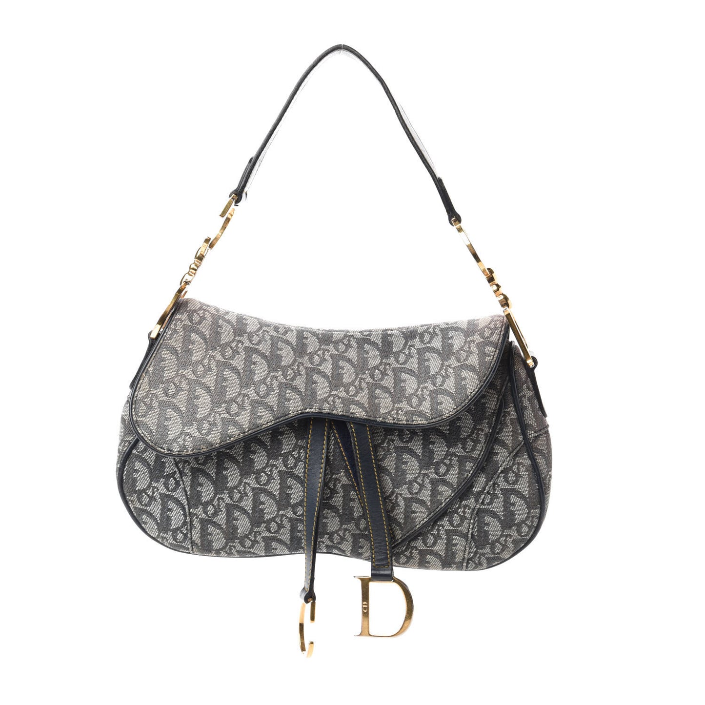 Monogram Double Saddle Bag Navy Blue