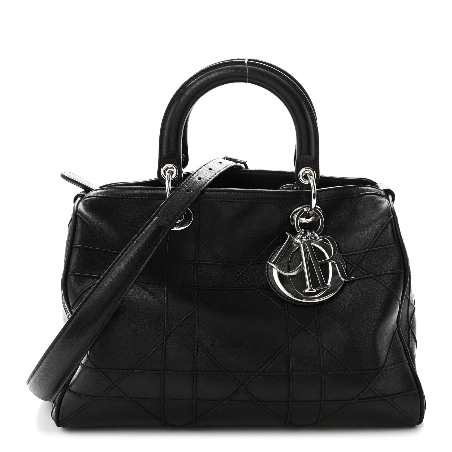 Christian Dior Lambskin Cannage Granville Polochon Black 1 of 10