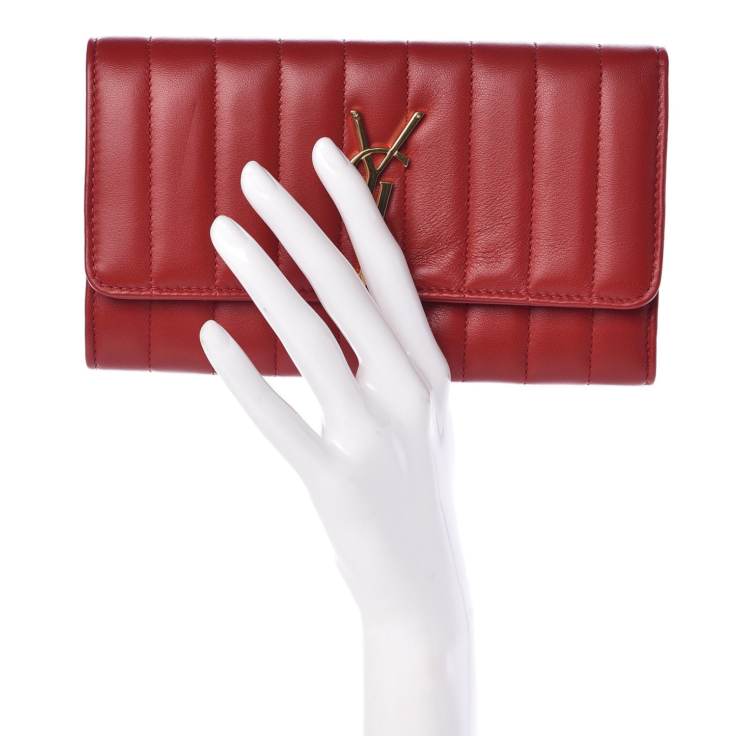 Lambskin Matelasse Monogram Large Vicky Continental Wallet Rouge Eros