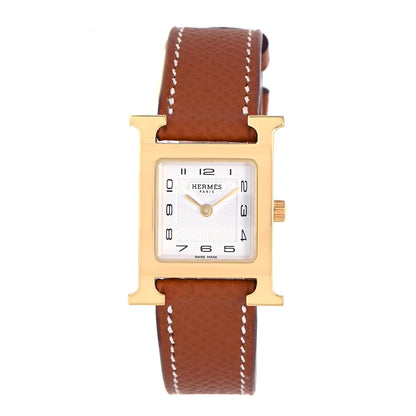 Hermes Stainless Steel Epsom 21mm Heure H Hour Quartz Watch Gold 2 of 5