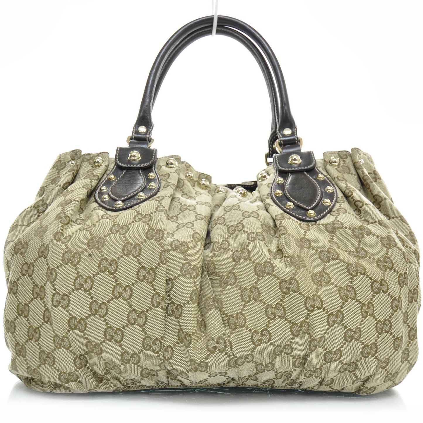 Monogram Studded Pelham Tote Dark Brown