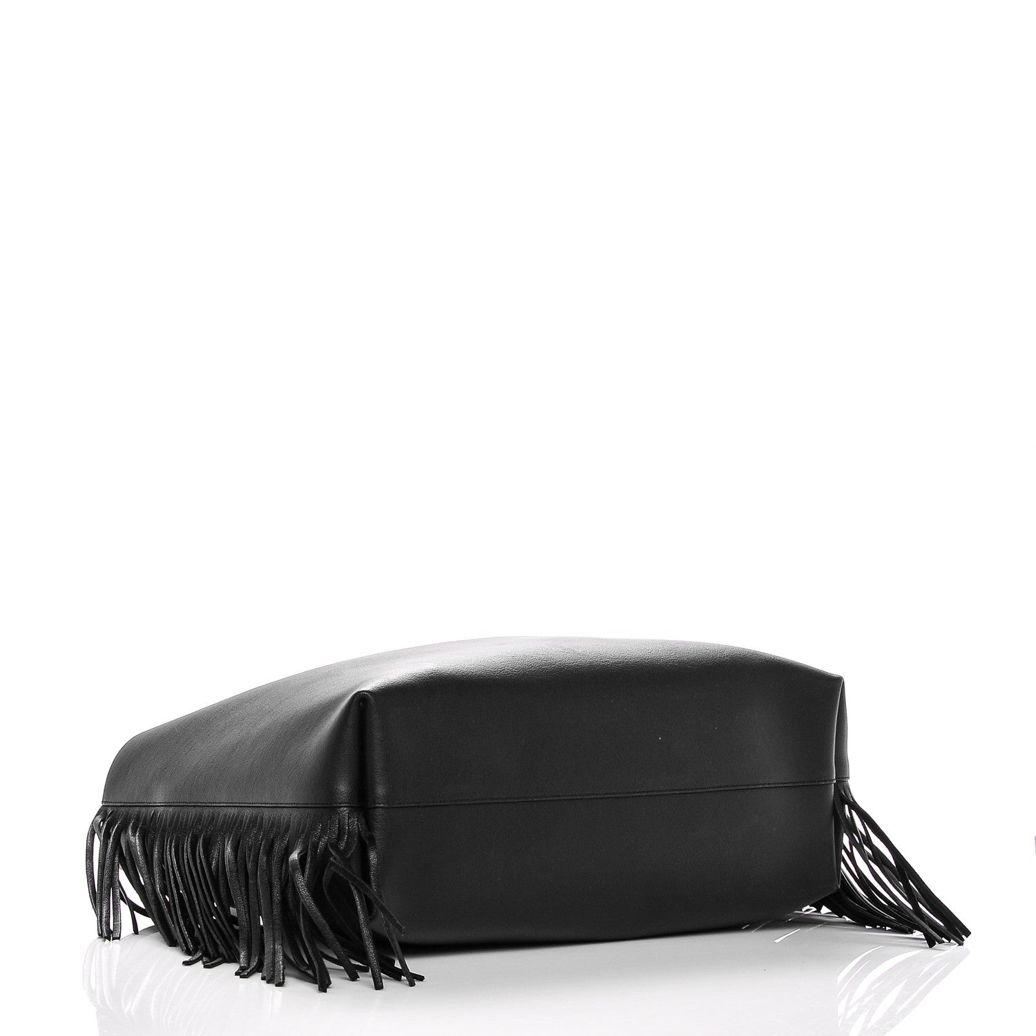 Saint Laurent Calfskin Large Fringe Shopping Tote Black 4 of 8
