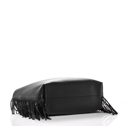 Saint Laurent Calfskin Large Fringe Shopping Tote Black 4 of 8