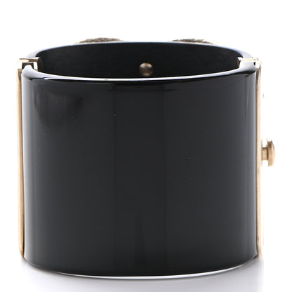 Chanel Resin Baguette Crystal CC Cuff Black 3 of 13