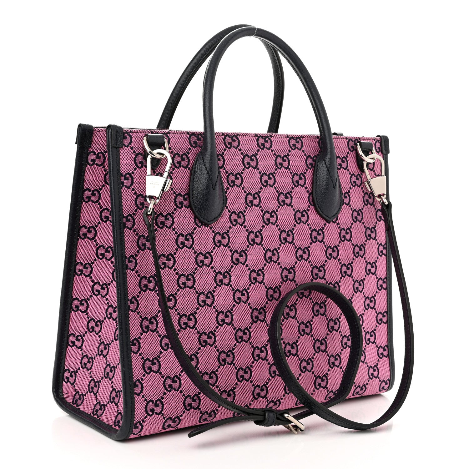 Gucci Monogram Multicolor Textured Dollar Calfskin Small Retro Interlocking G Tote Bag Pink Blue 3 of 10