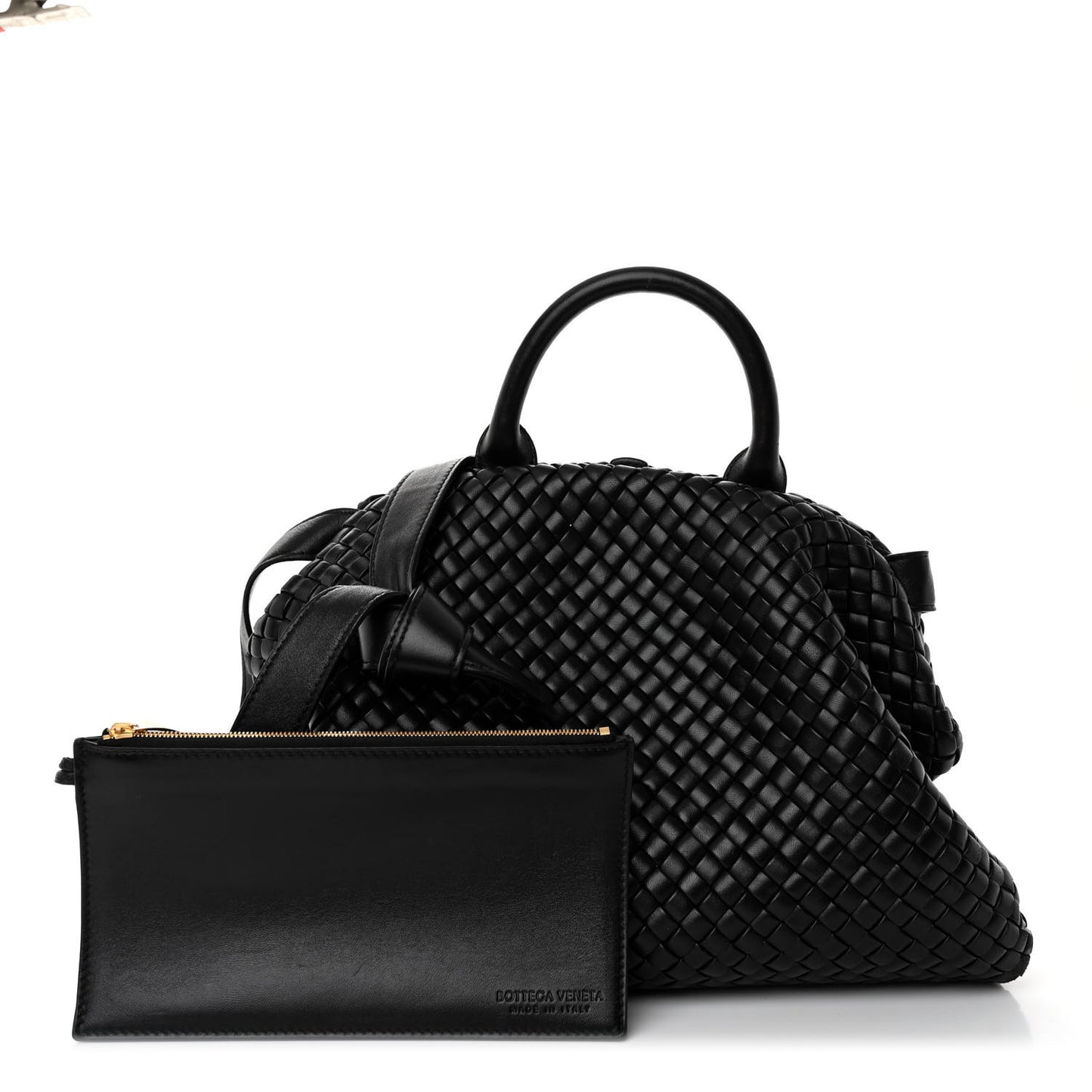 Nappa Intrecciato Medium Padded The Handle Tote Black