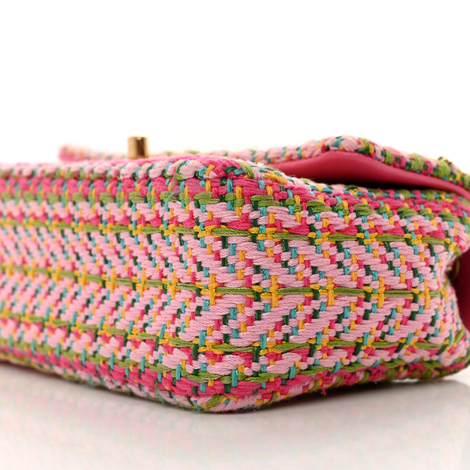 Chanel Cotton Mixed Fibers Woven Mini Rectangular Flap Pink Green 9 of 11