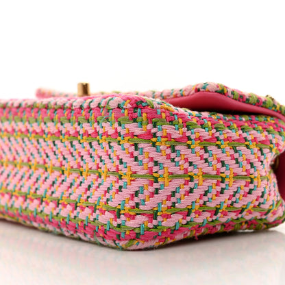 Chanel Cotton Mixed Fibers Woven Mini Rectangular Flap Pink Green 9 of 11