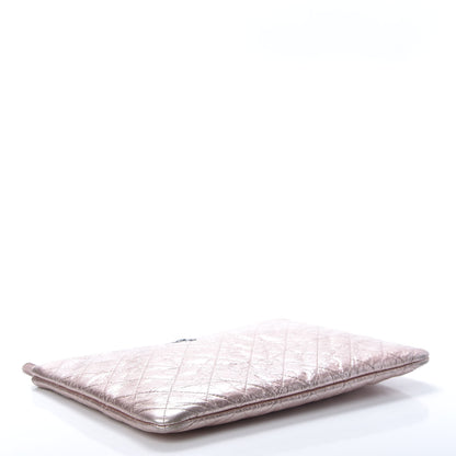 Chanel Metallic Aged Calfskin Quilted Medium Cosmetic Case Pink 4 of 9