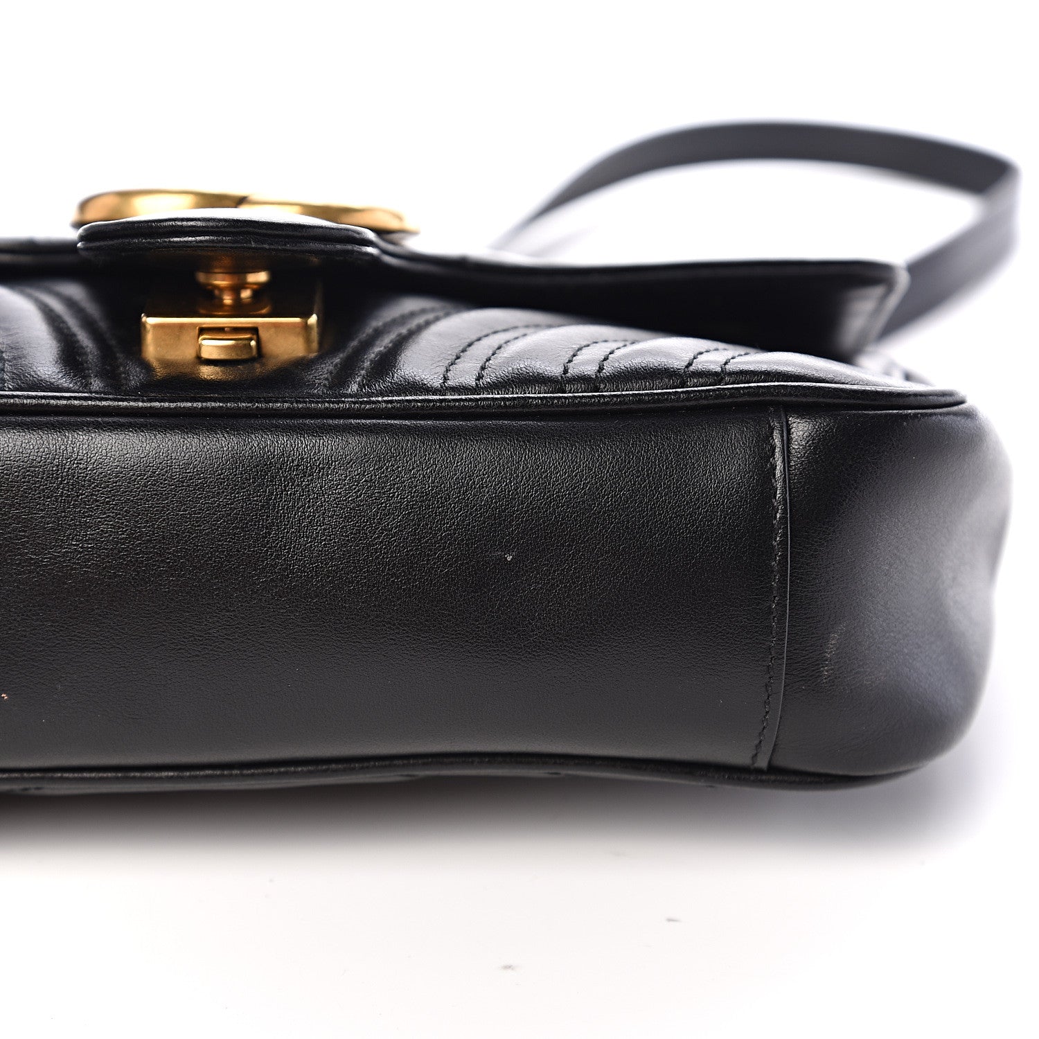 Gucci Calfskin Matelasse Mini GG Marmont Shoulder Bag Black 17 of 18