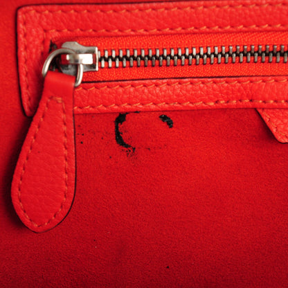 Celine Drummed Calfskin Mini Luggage Vermillion 10 of 10