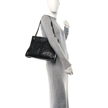 Saint Laurent Crinkled Calfskin Matelasse Monogram Medium Niki Shopper Tote Black 2 of 10