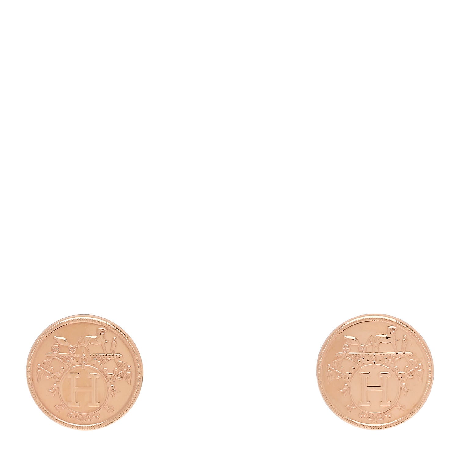 Hermes 18K Rose Gold TPM Ex-Libris Stud Earrings 1 of 5