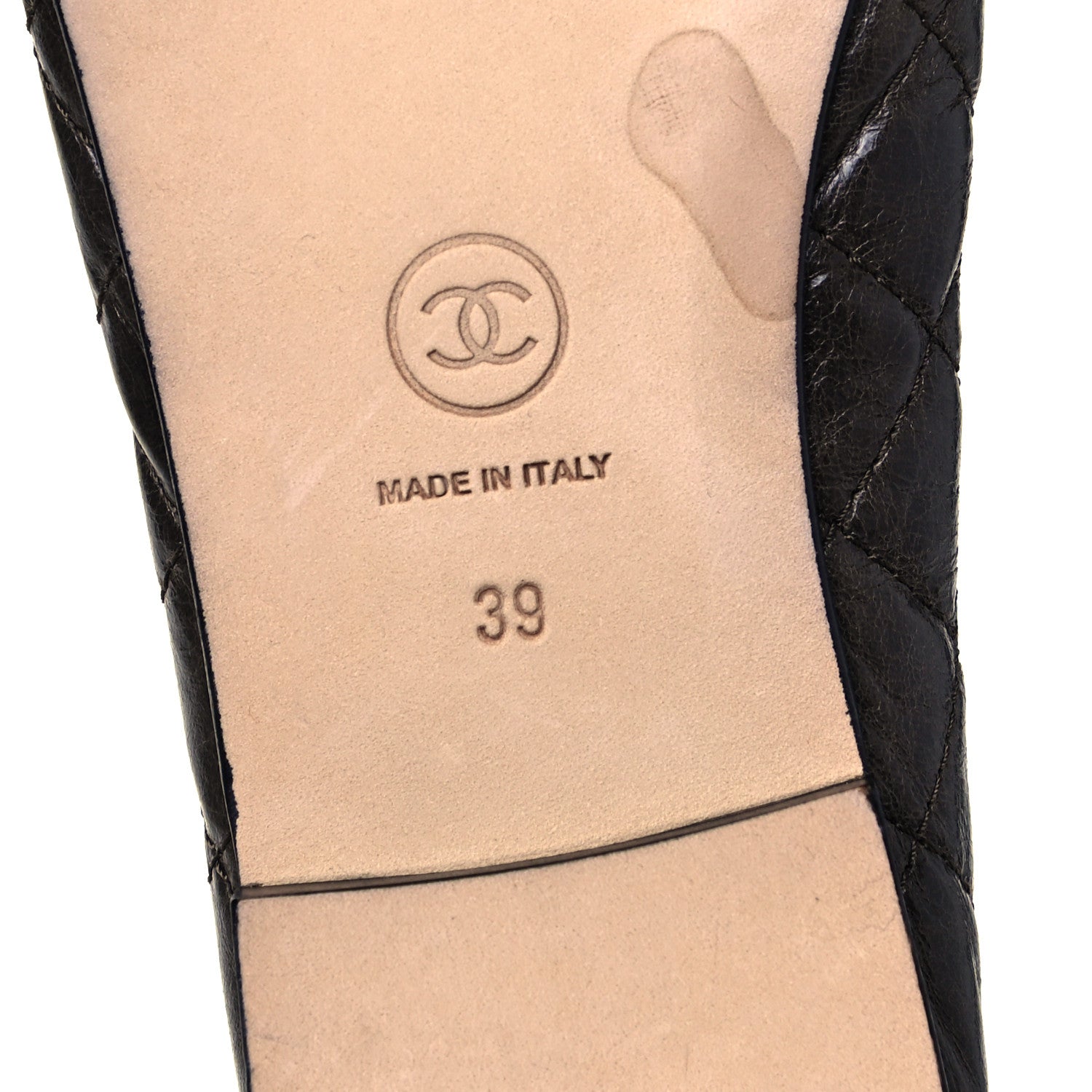 Chanel Metallic Aged Calfskin Patent Quilted CC Cap Toe Ballerina Flats 39 Dark Brown 6 of 7