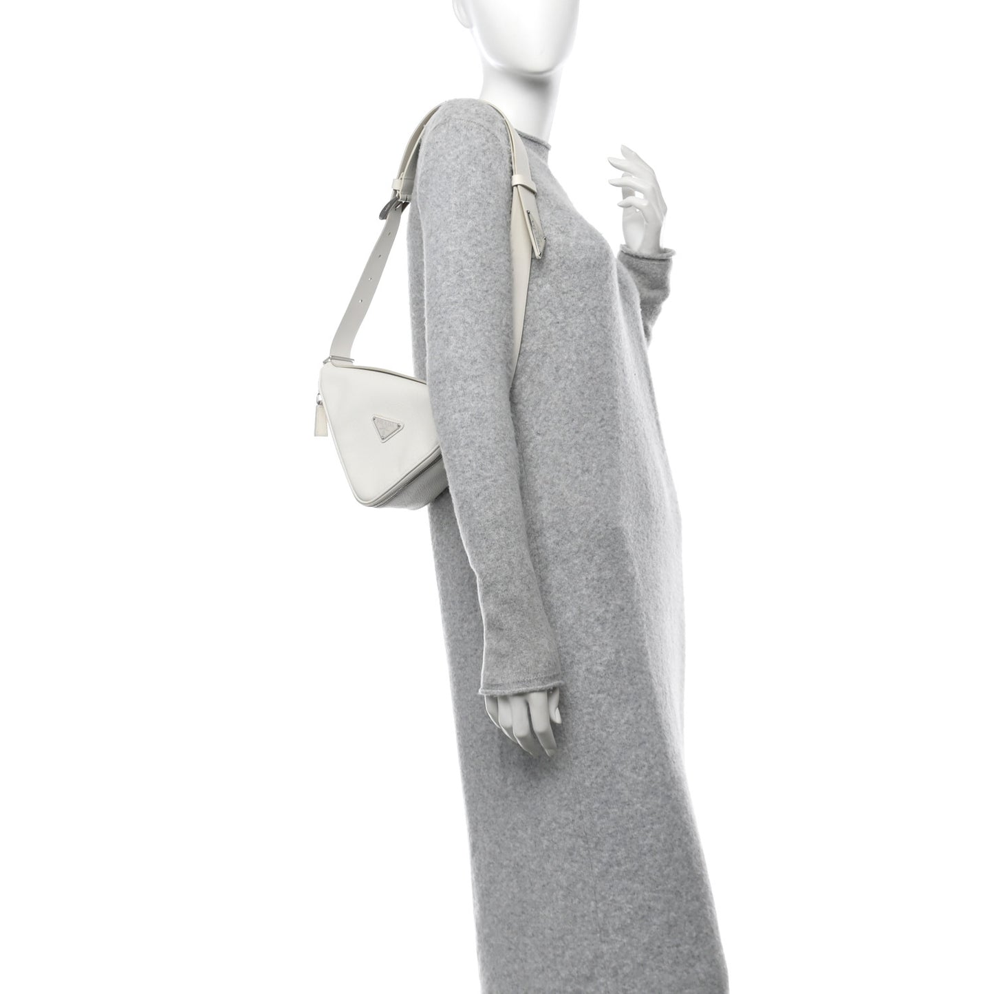 Saffiano Triangle Shoulder Belt Bag White