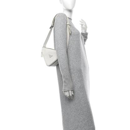 Prada Saffiano Triangle Shoulder Belt Bag White 2 of 9
