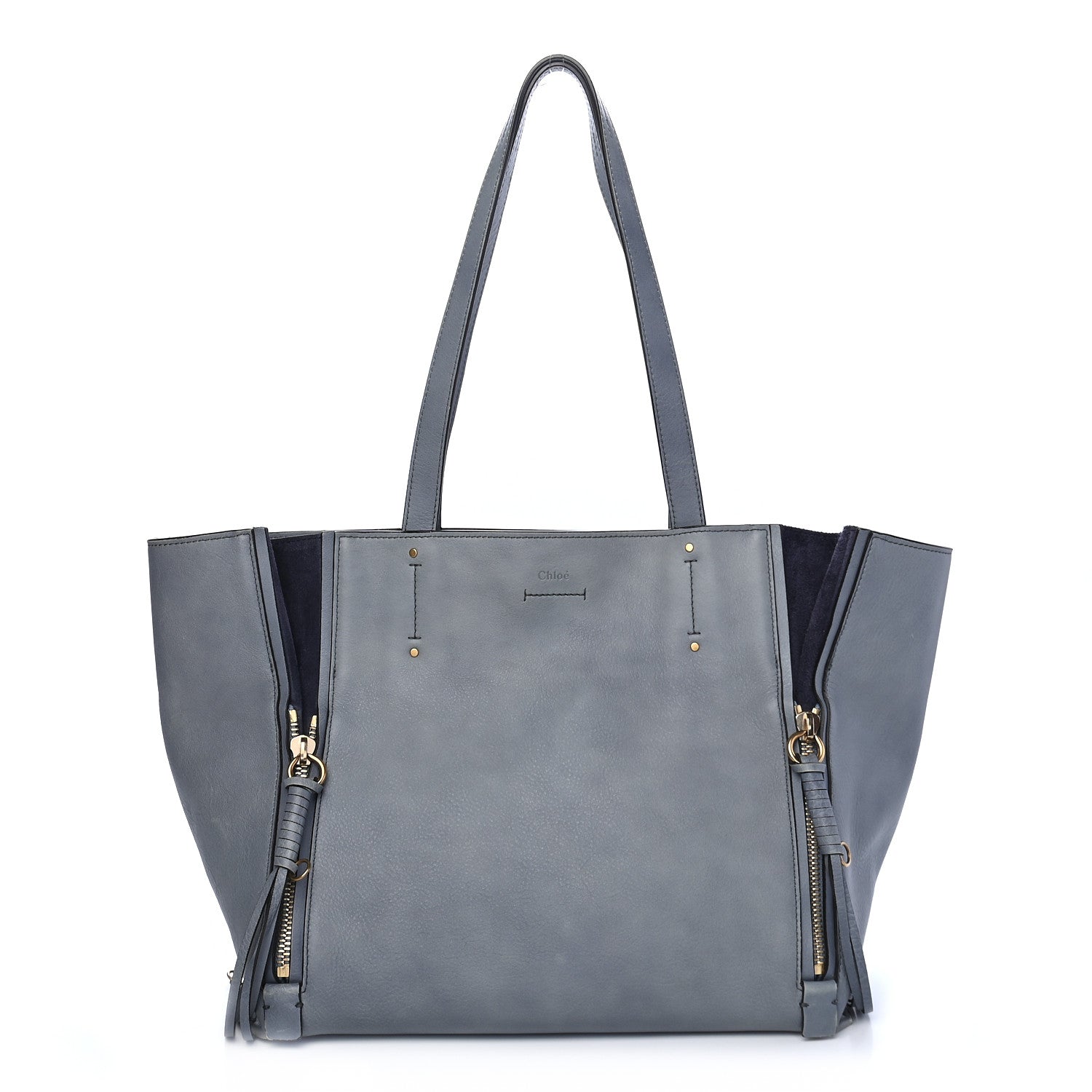 Chloe Smooth Calfskin Medium Milo Shopping Tote Blue 1 of 12