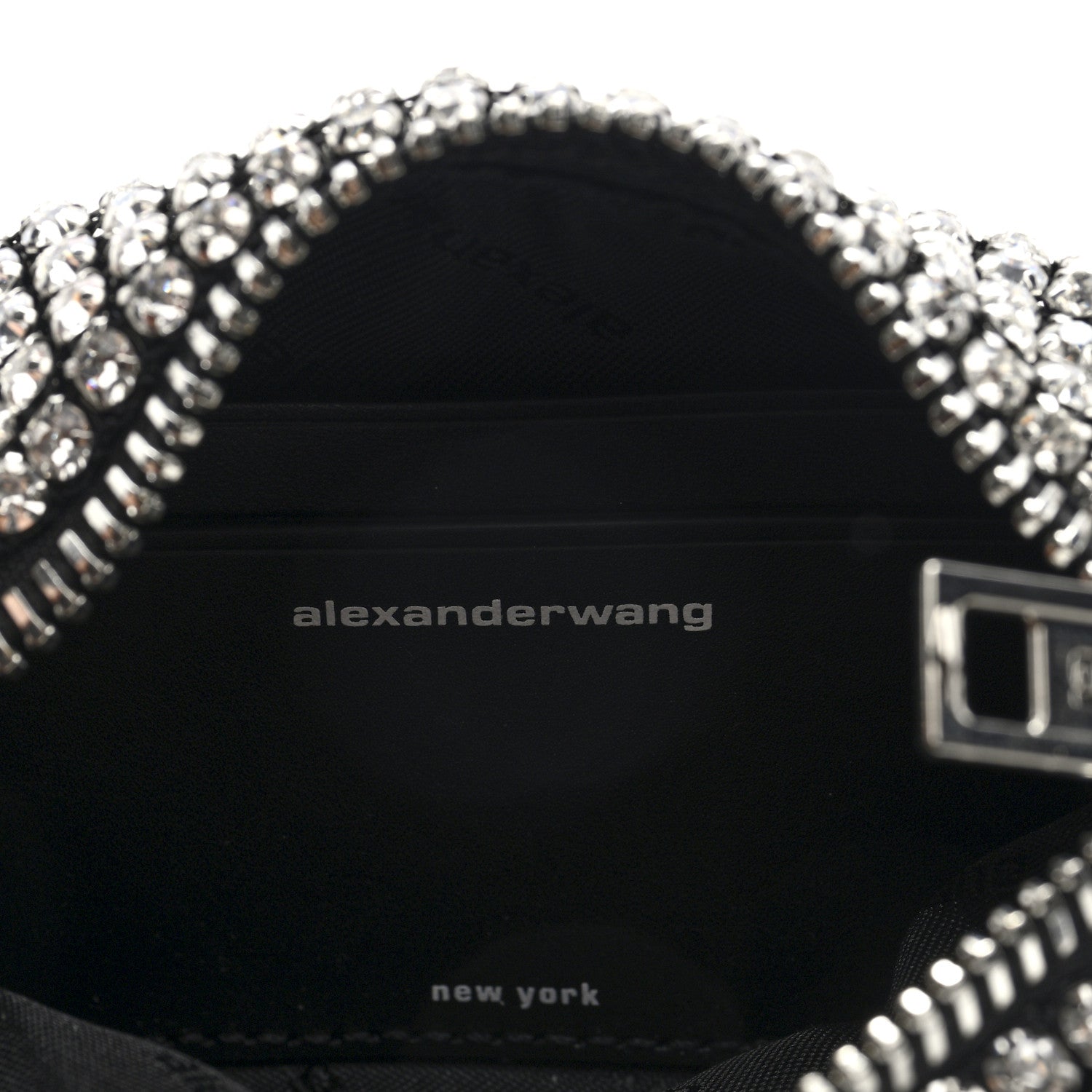 Alexander Wang Mesh Crystal Rhinestone Medium Heiress Pouch Black Silver 6 of 9