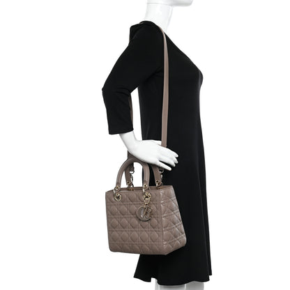 Christian Dior Lambskin Cannage Medium Lady Dior Warm Taupe 2 of 10