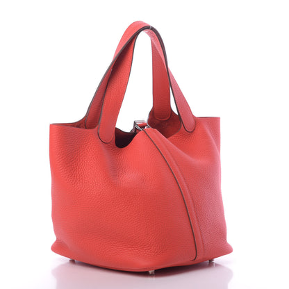 Hermes Taurillon Clemence Picotin Lock 22 MM Rouge Tomate 3 of 11