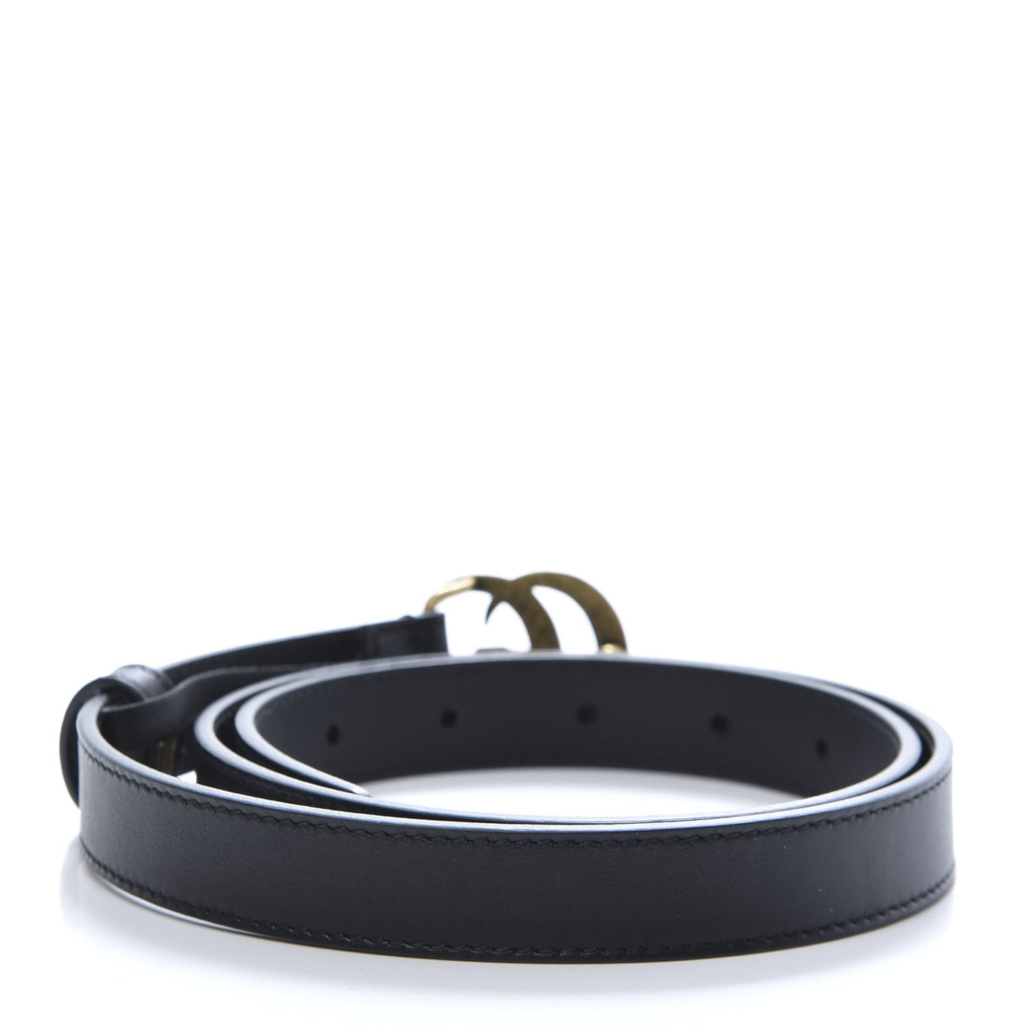 Moon Calfskin Pearl Double G 20mm Belt 80 32 Black Cream
