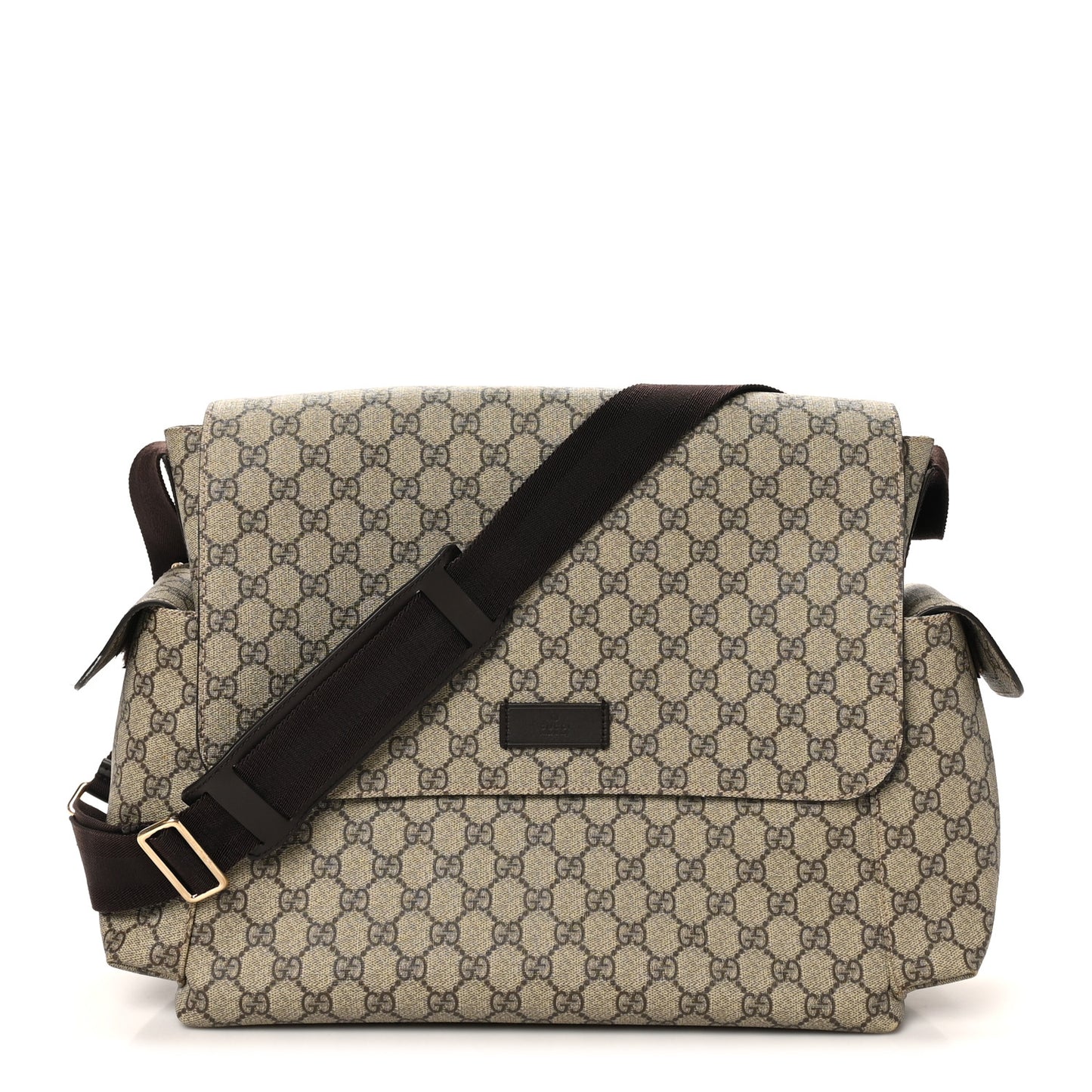 GG Plus Monogram Messenger Diaper Bag Dark Brown