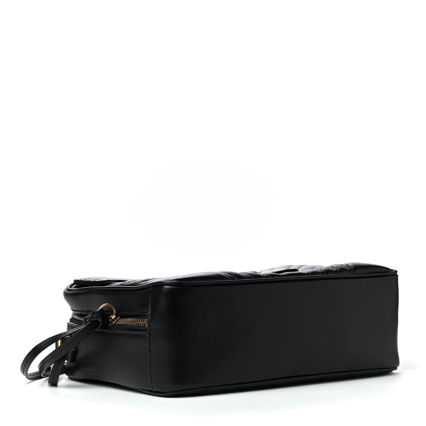 Calfskin Matelasse Sylvie Web Small GG Marmont Top Handle Shoulder Bag Black