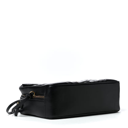 Gucci Calfskin Matelasse Sylvie Web Small GG Marmont Top Handle Shoulder Bag Black 3 of 4