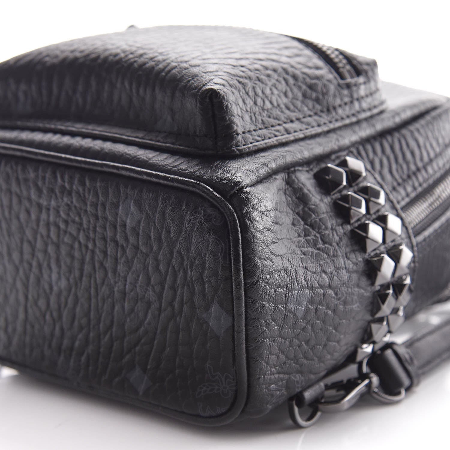 MCM Visetos Studded X-Mini Bebe Boo Backpack Black 6 of 9