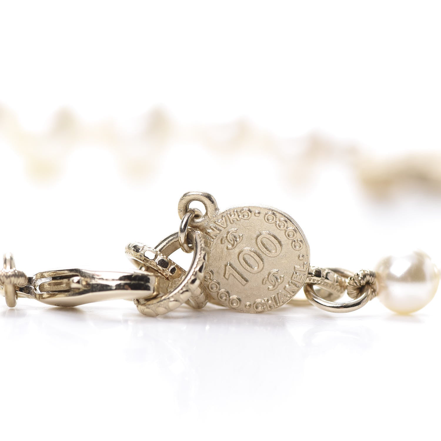 Chanel Pearl CC 100th Anniversary Necklace Light Gold 5 of 6